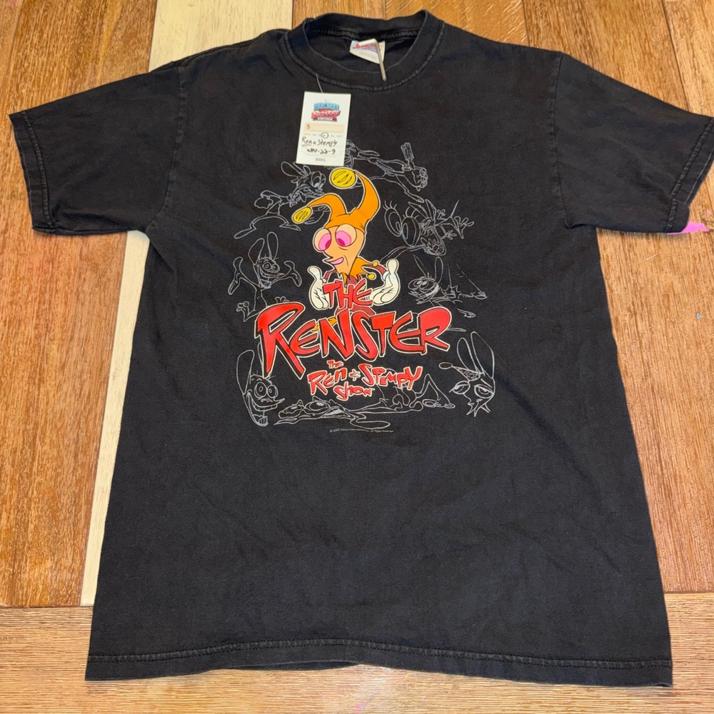 Hanes Ren & Stimpy Shirt Mens M Black Good 2002 The Renster Graphic Tee